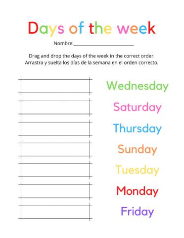 Days of the week & Months of the year