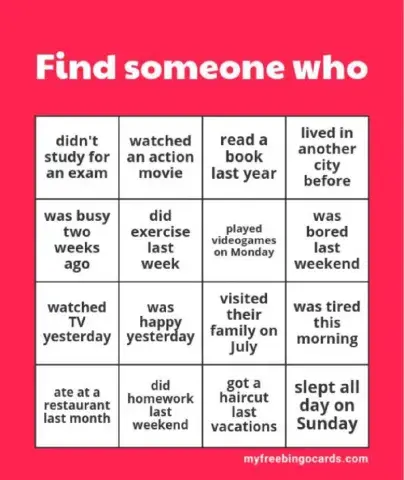 Find Someone Who (Simple past)