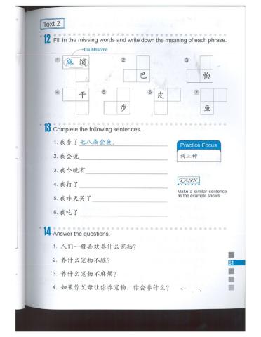 宠物 text 2（easy steps to chinese 4）