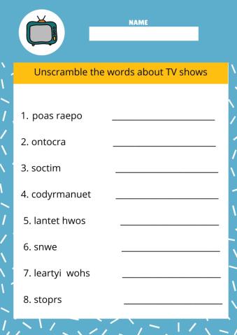 Unscramble words from TV shows
