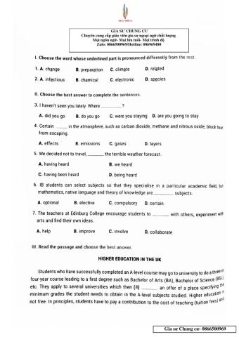 Lớp 11 - kiểm tra 15 phút lần 2