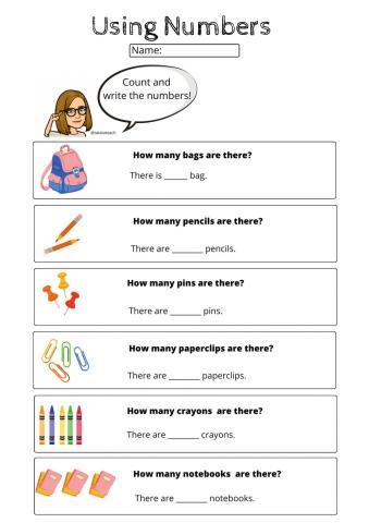 Using numbers (1-10)