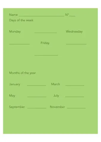Days of the week, months, numbers and past verbs AcNS