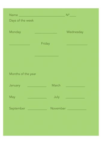 Days of the week, months, numbers and past verbs AcNS