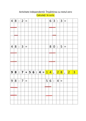 Impărțirea cu rest zero