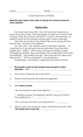 Classifying Ideas and events