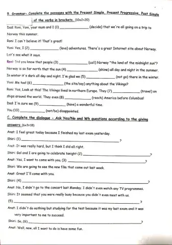 Present simple, present progresive, past simple