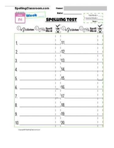 Add s or es Spelling test