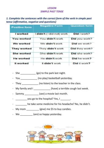 SIMPLE PAST affirmative, negative and questions