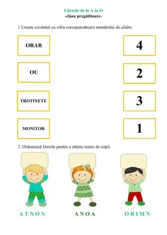 Literele de la A la O