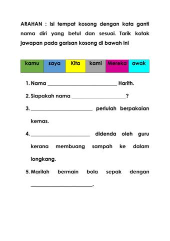 Latihan Karangan Pendek Bahasa Melayu Tahun 1 (Siri 2)