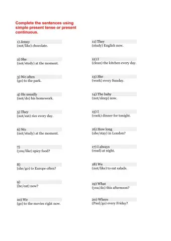 Present Simple and Present Continuous