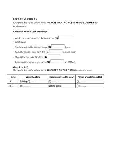 IELTS book 6 listening test 2 section 1