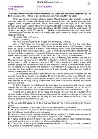 Reading part 2 text 4