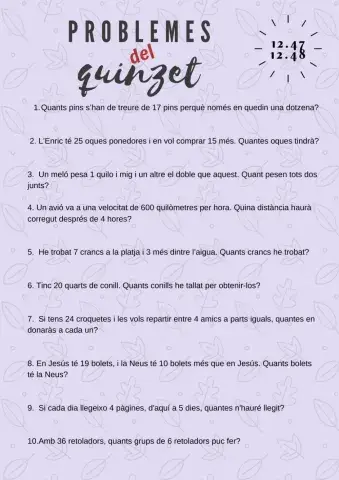 Problemes del quinzet 12.47 i 12.48