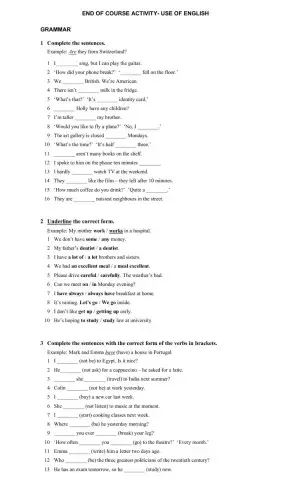 End of elementary course test