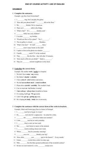 End of elementary course test