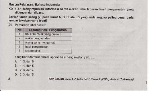 Penilaian Akhir Semester 1 Kelas 6