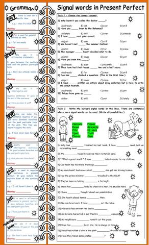 Signal words for present perfect