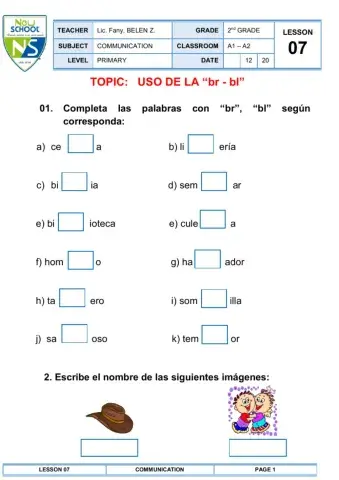 Ortografía de br - bl