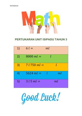 Pertukaran unit isipadu tahun 3