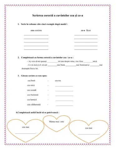 Scrierea corectă a cuvintelor cea și ce-a