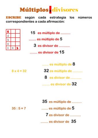 Múltiplos y divisores