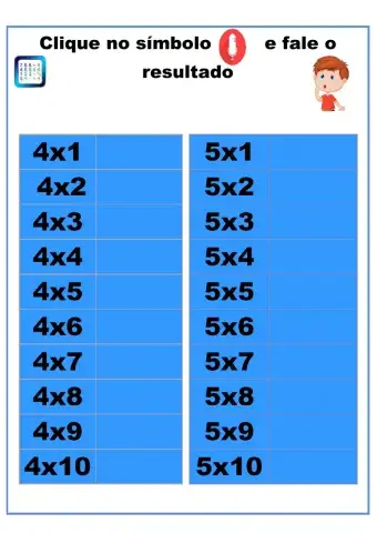 Tabuada do 4 e 5