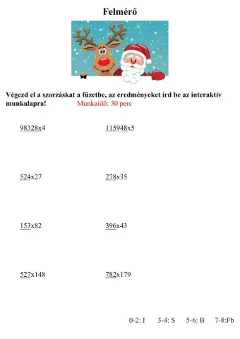 Felmérés Többjegyű számok szorzása