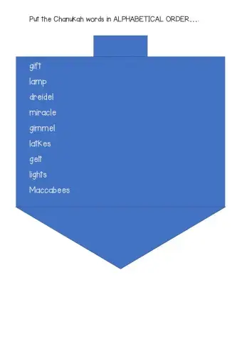 Chanukah Words- Alphabetical Order