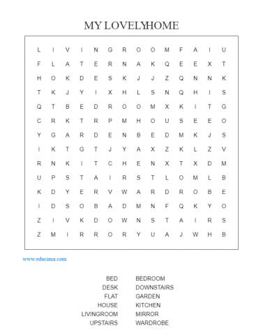 My lovely home: wordsearch