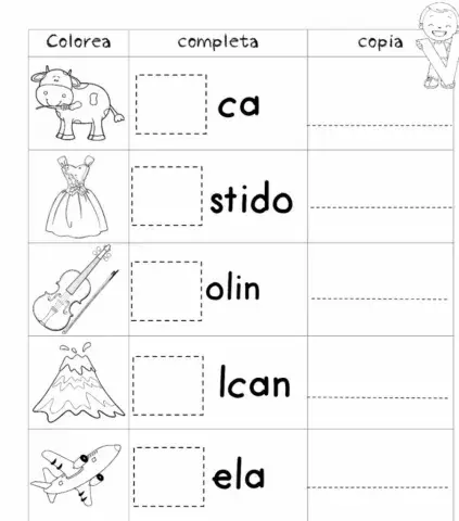 Completa con la letra v