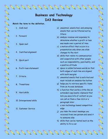 BT IA3 Review (20-21)
