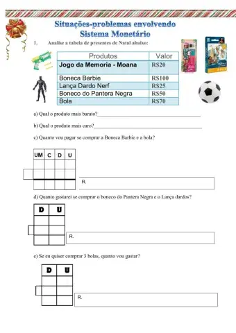 Resolução de situações-problema envolvendo sistema monetário
