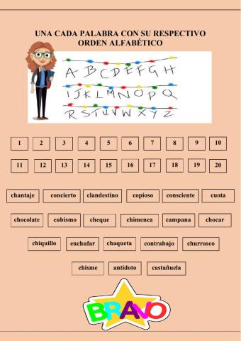 Ordenar palabras alfabéticamente