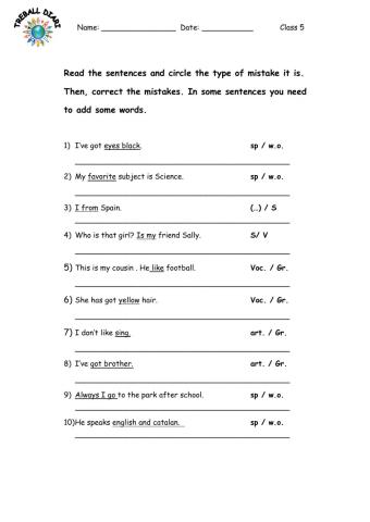 Correct the mistakes.