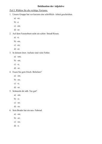 Deklination der Adjektive