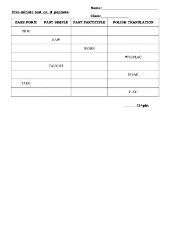 Irregular verbs test part 2