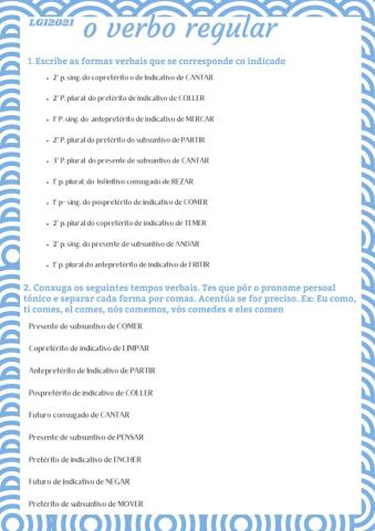 O verbo regular