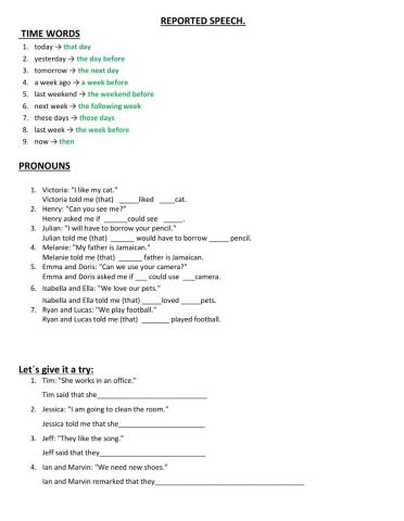 Let-s practise Reported speech