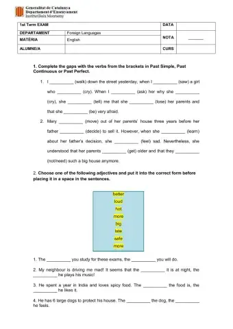 Exam 1st Term B reviewed