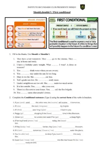 Should-shouldn't + First Conditional