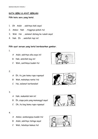 Bahasa melayu tahun 2 - kata seru & ayat seruan