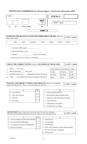Teens 3 - exam 3-
