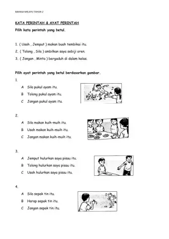 Bahasa melayu tahun 2 - kata perintah & ayat perintah