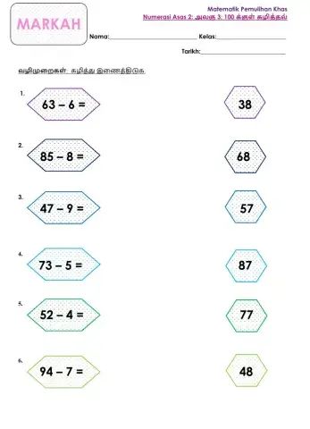 அலகு 3: 100 க்குள் கழித்தல்.