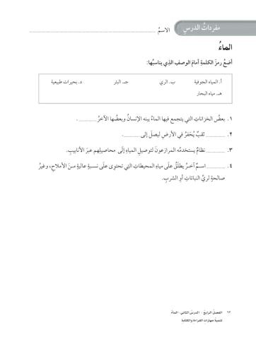 مفردات الماء علوم رابع