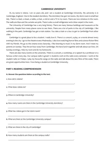 Elementary Reading & Writing Worksheet