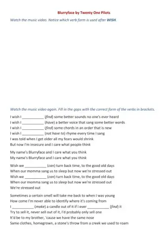 I wish song - Blurryface by Twenty One Pilots