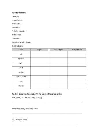 Příprava na test Unit 1 7třída